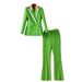 Women's emerald green spliced suit collar top wide-leg trousers temperament fashion two-piece trouser suit_ipsvogv.com