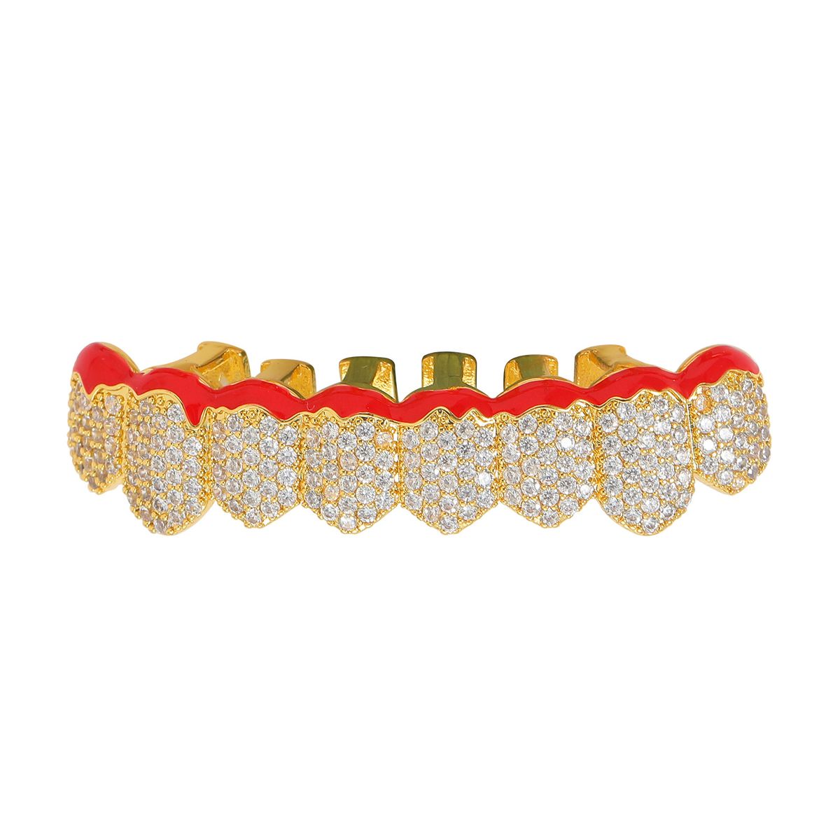 Body Jewelry New Hip Hop Braces Eight Teeth Red Flame Braces Zircon Personalized Halloween Costume Accessories_ipsvogv.com