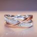 Designer simple personality X shape alloy two-tone ring popular jewelry_ipsvogv.com