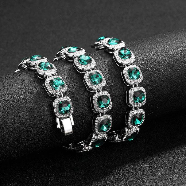 Hip hop diamond emerald rock sugar chain 10mm round hip hop necklace luxury accessories_ipsvogv.com