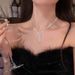 Titanium Steel Color Preserving Zircon New Tassel Water Droplet Choker Set Necklace Collarbone High-end Design_ipsvogv.com