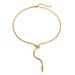 Women's Jewelry Gold Plated Titanium Steel Light Luxury Fashionable Unique Snake Shaped Zircon Clavicle Chain Set_ipsvogv.com