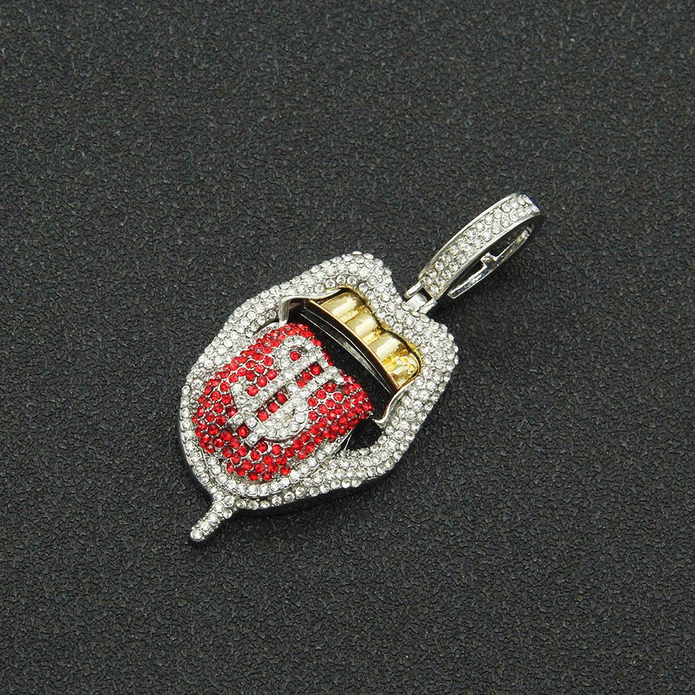 Hip hop rap decoration full of diamonds, three-dimensional US dollar tongue pendant, trendy and exaggerated Cuban chain_ipsvogv.com
