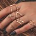 New Combination Fashionable And Simple Gold Snake Shaped Heart Cross Opening 5-piece Set Ring_ipsvogv.com