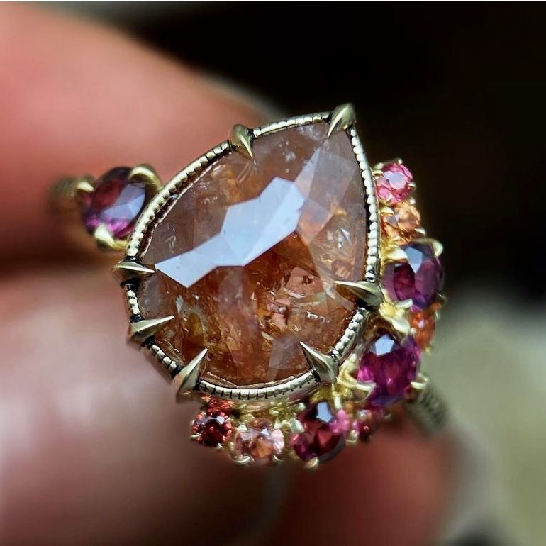 Sanjieins Fashion Women's Ring Alloy Inlaid With Tourmaline Color Creative Jewelry_ipsvogv.com