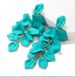 Fashion Exaggerated Rose Petal Leaf Long Earrings Red Petal Earrings_ipsvogv.com