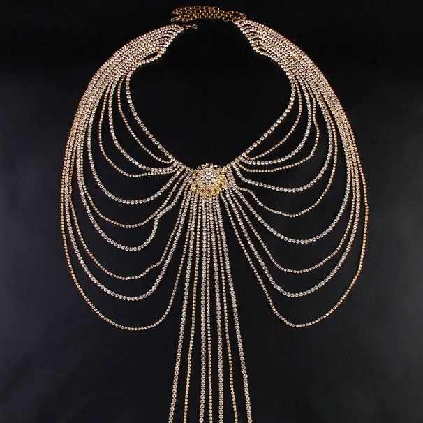 Hot-selling Exaggerated Multi-layer Rhinestone Waist Chain Nightclub Flower-shaped Sexy Body Chain Female European And American Body Chain_ipsvogv.com