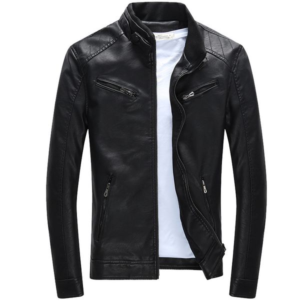 Men's Clothing New leather jacket for men, slim style jacket for young men,spring new style for men, handsome motorcycle men's leather jacket_ipsvogv.com