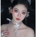 Super Shiny Full Diamond High-End Necklace For Women, Adjustable Flower Tassel Luxurious Choker With Bowknot Ribbon Neck_ipsvogv.com