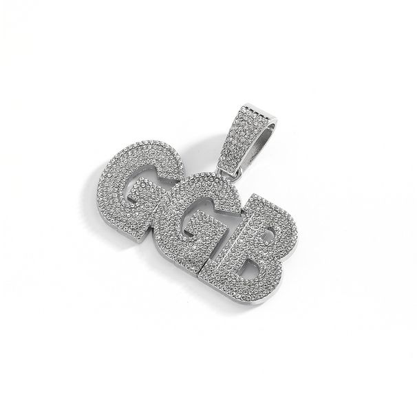 Letter GGB Full Diamond Alloy Pendant Hip Hop Cuban Chain Personalized Men's Necklace_ipsvogv.com