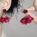 Unisex Burning Romance~Super Fairy Retro Rose Flower Tassel Earrings Ear Clips High End Niche Temperament Holiday Style_ipsvogv.com