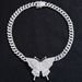 Dia Butterfly Pendant New Cuban Chain Personality Niche Women's Necklace Accessories_ipsvogv.com