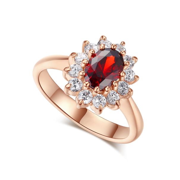 Fashion wedding jewelry Popular red zircon rose gold plated women's ring_ipsvogv.com