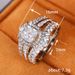 Cao Shi's New Zircon Simulation Double Layered 2-in-1 Super Sparkling Women's Square Spliced Crown Ring_ipsvogv.com