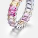 Rainbow zircon ring female S925 silver single row inlaid colored gemstone ring light luxury fashion_ipsvogv.com