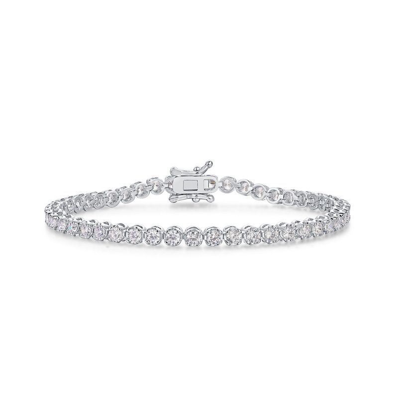 new S925 Sterling Silver Moissanite Bracelet Women's Single Row Surrounded By Diamonds Hand Jewelry Simple Fashion Personality_ipsvogv.com