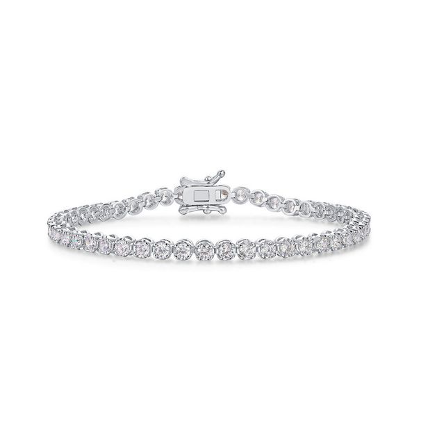 new S925 Sterling Silver Moissanite Bracelet Women's Single Row Surrounded By Diamonds Hand Jewelry Simple Fashion Personality_ipsvogv.com