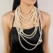 Fashionable and exaggerated multi-layer pearl necklace set with long sweater chain accessories 6050_ipsvogv.com