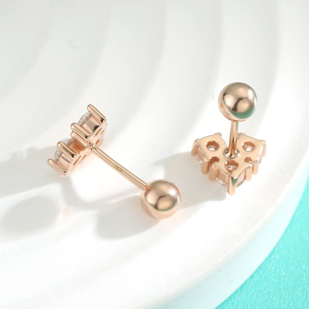 Women's Jewelry Silver Moissanite Earrings Double Click Heart Earrings Simple Small Exquisite And Versatile Commuter Moissanite Earrings_ipsvogv.com