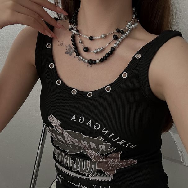 Long Pearl Splicing Multi Layered Necklace For Women, Fashionable, High End, Light Luxury, Sweet Temperament, Versatile Clavicle Chain_ipsvogv.com