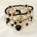5-piece Pearl Handmade Bead Women's Bohemian Fashion Peach Heart Bracelet Set_ipsvogv.com