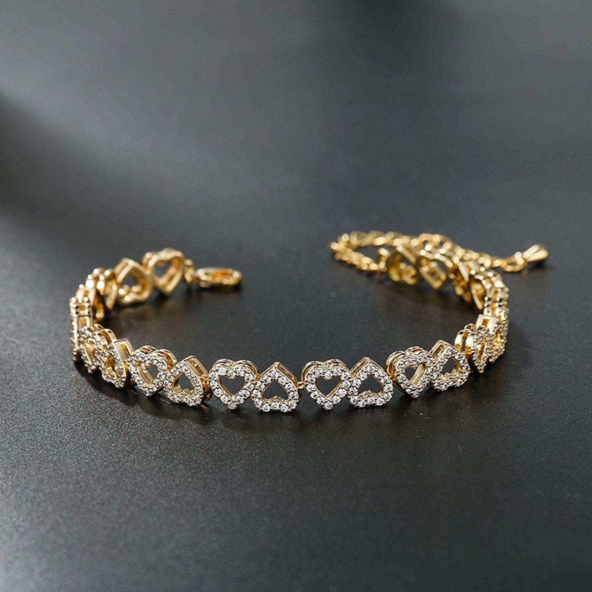 Women's Bracelet Simple Fashion Light Luxury Style Full Diamond High-End Super Shiny Gift Heart Adjustable_ipsvogv.com