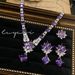 High Set New TZ068 End Jewelry Design Sense Full Zircon Purple Necklace Color Treasure Earrings Square Diamond Ring_ipsvogv.com