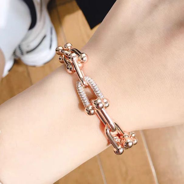T Family Edition Horseshoe Buckle Bracelet Fashionable Design With Diamond Embedding, Light Luxury, Personalized, High_ipsvogv.com