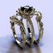 Three Piece Rose Women's Ring Set Electroplated Gold Inlaid Black Diamond Jewelry_ipsvogv.com