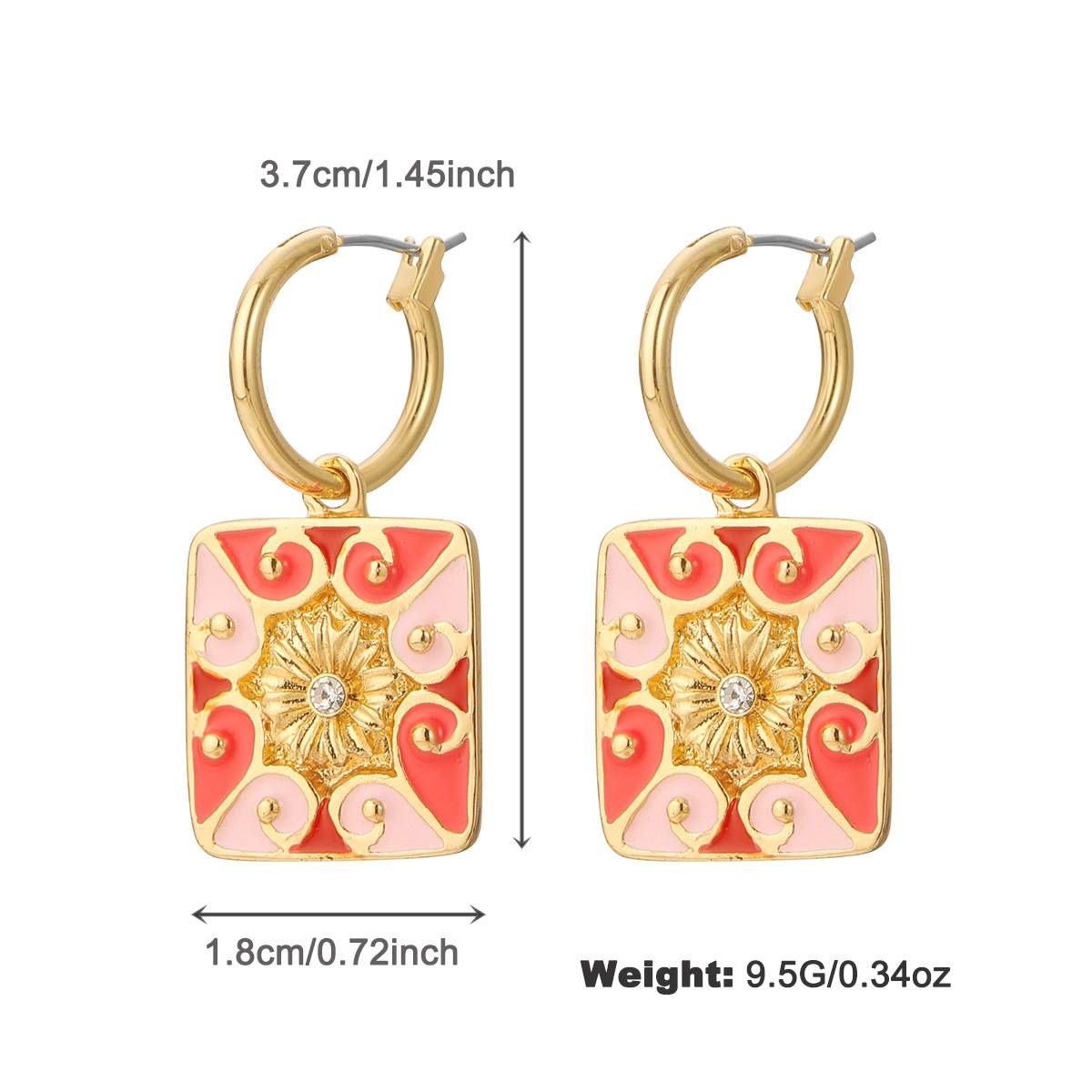 Original enamel drop oil zinc alloy point diamond earrings Mountain buckle colorful flower conch Tarot card pendant earrings_ipsvogv.com