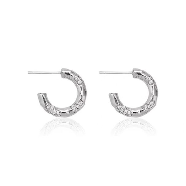Women's Jewelry Broken Series Irregular Diamond Earrings Light Luxury High End Design Fashion Temperament C Shaped Earrings Ear Jewelry_ipsvogv.com