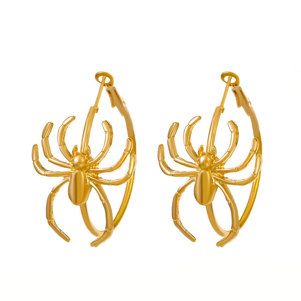 ins exaggerated big spider earrings Retro fashion dark funny alloy spider earrings Halloween earrings_ipsvogv.com