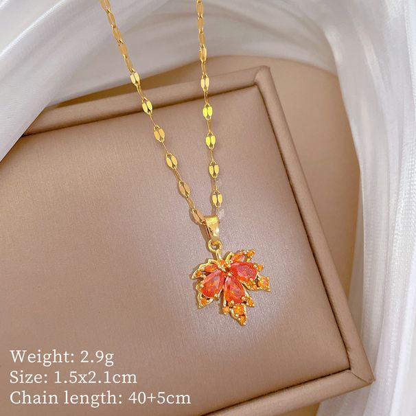 】 Maple 【 Leaf Light Luxury Banquet Necklace Set Female Internet Celebrity Versatile Clavicle Titanium Steel Chain 【 】_ipsvogv.com
