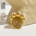 Exaggerated High-end Style Multi-layer Bead Stainless Steel With Feminine Temperament And Pearl Inlaid Ring For Women_ipsvogv.com