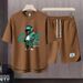 Men's Clothing 2024 Waffle Casual Summer Suit Men's Loose Teen Short sleeved T shirt Shorts Handsome Two piece Suit_ipsvogv.com