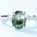 Simple Natural Water Grass Agate Ring S925 Silver Claw Inlaid Green Moss Light Luxury Fashion All Match_ipsvogv.com