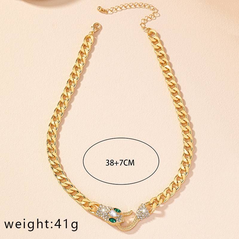 New Instagram hip hop cool accessories Serpentine metal chain necklace collarbone chain_ipsvogv.com