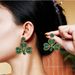 St. Patrick's Day green clover earrings fashionable personality exaggerated design women's earrings_ipsvogv.com