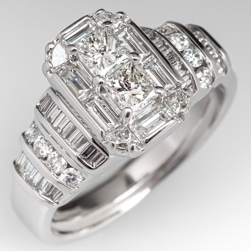 Cao Shi's Wedding Jewelry Fashion Engagement Proposal Diamond Women's Simple Full Set T Square Zircon Ring_ipsvogv.com