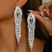 Unisex Exaggerated Personality Diamond Studded Long Tassel Earrings Fashionable Catwalk Temperament Versatile Earrings For Women_ipsvogv.com