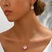 Minimalist Korean style women's necklace, earring, jewelry set, niche with pink diamond flower design, collarbone chain,_ipsvogv.com