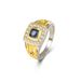 Diamond Inlaid Two-color Ring, Men's Business Blue Crystal Color Ring Jewelry_ipsvogv.com