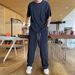 Men's Clothing short sleeved trousers suit men's loose large size cool high end two piece suit for middle aged and young people sports a set of_ipsvogv.com