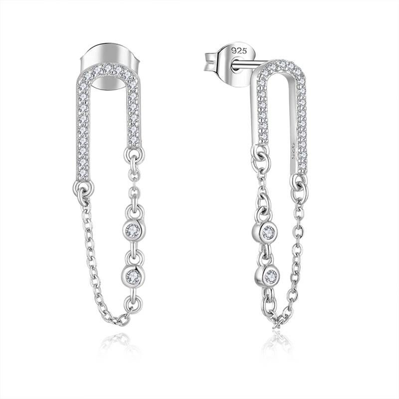 Earrings sterling silver jewelry chain zircon earrings female jewelry silver jewelry processing_ipsvogv.com