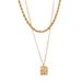 Copper plated gold simple geometric pendant double layer gold necklace braided trendy women's necklace_ipsvogv.com