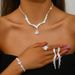 Women’s Jewelry Set Fashion Versatile Niche Korean Fashion Zircon Jewelry Bride Wedding V Neck Jewelry Wedding Dress Earrings Necklace Set_ipsvogv.com
