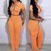 Women's new spring and summer new fashion zipper tops multi-pocket trousers casual solid color suits_ipsvogv.com