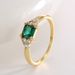 French Cross Border Exclusive Personalized Retro Engagement Ring Female Gold Plated Inlaid Square Green Zircon Ring_ipsvogv.com