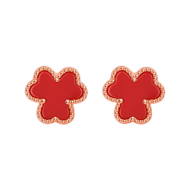 Women's Jewelry Ferris Wheel Original S925 Sterling Silver Jewelry Five Flower Clover Bracelet All Match High Grade Red Agate_ipsvogv.com