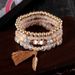 Bohemian Ethnic Style Multi-layer Beaded Jewelry Trend Four Piece Set Tassel Leaf Bracelet_ipsvogv.com